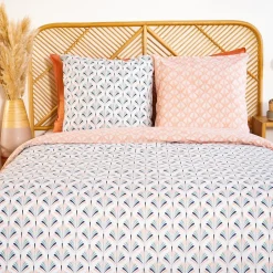 Cote Deco Housse de couette 240x220 VOLEA + 2 taies 100% coton adouci 57 fils/cm2
