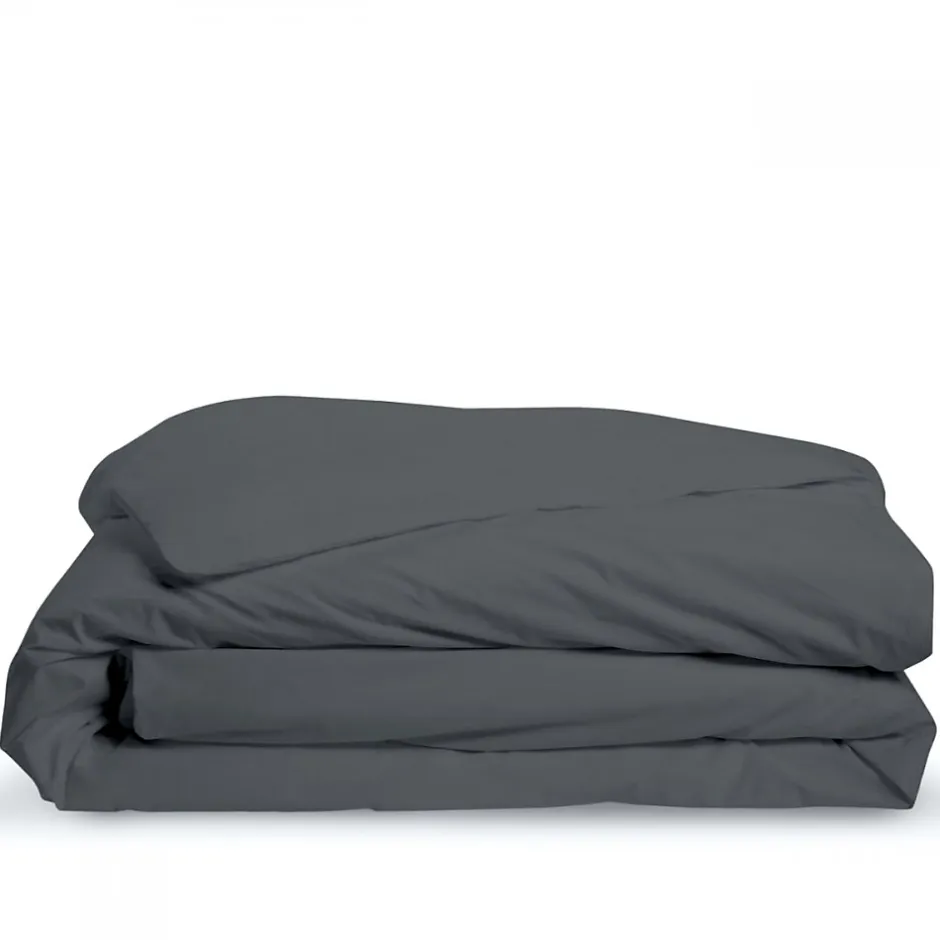 Bleu Calin Housse de couette 140x200cm Parure COTON Anthracite Outlet