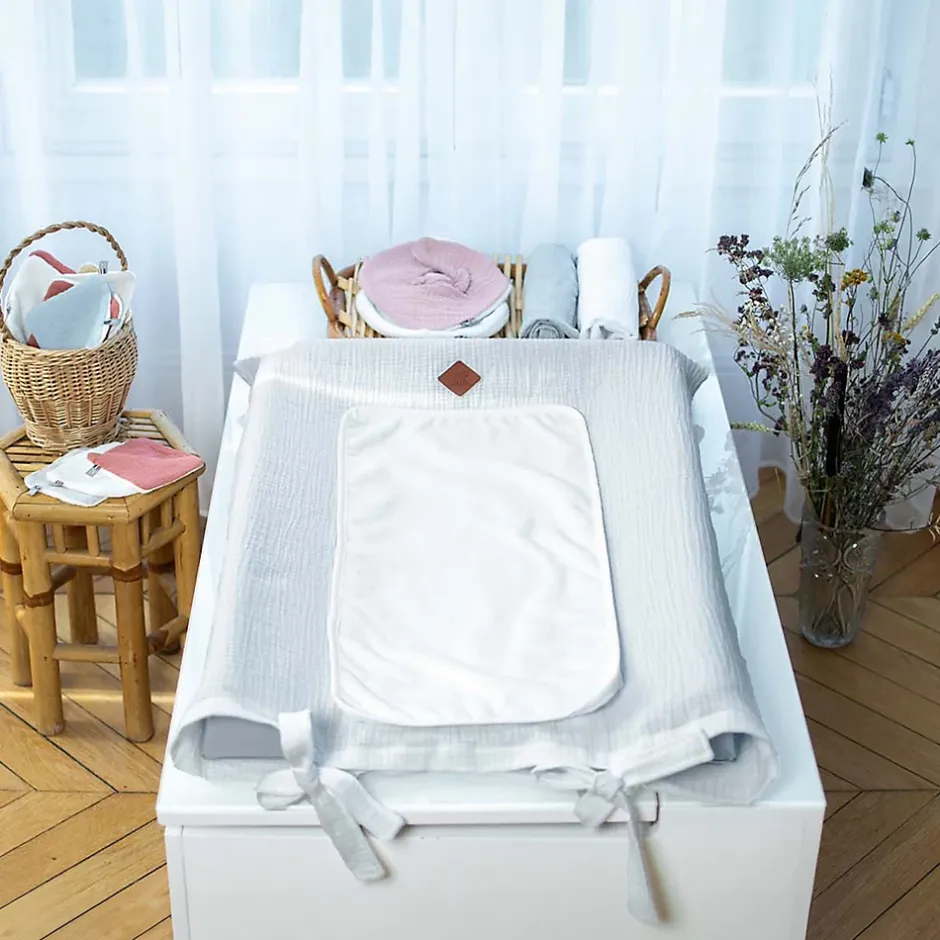 Sevira Kids Housse de matelas à langer en gaze de coton Jeanne New