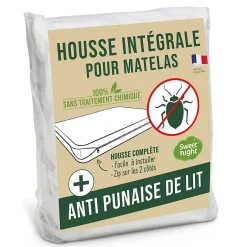 Sweetnight Housse intégrale matelas - Anti-Punaise de lit - Fermeture à glissière - Sans traitement chimique - Ep. Jusqu'à 25 cm Outlet