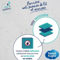 Sweetnight Housse intégrale matelas - Anti-Punaise de lit - Fermeture à glissière - Sans traitement chimique - Ep. jusqu'à 30 cm