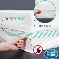 Sweetnight Housse intégrale matelas - Anti-Punaise de lit - Fermeture à glissière - Sans traitement chimique - Ep. jusqu'à 30 cm