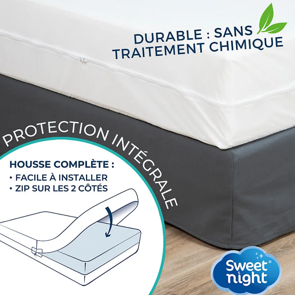 Sweetnight Housse intégrale matelas imperméable - Anti-Punaise de lit et Anti-acariens - Sans traitement chimique - Ep. jusqu'à 12 cm