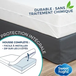 Sweetnight Housse intégrale matelas imperméable - Anti-Punaise de lit et Anti-acariens - Sans traitement chimique - Ep. jusqu'à 25 cm