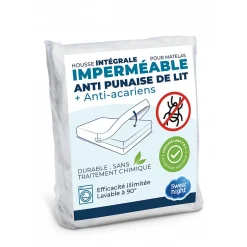 Sweetnight Housse intégrale matelas imperméable - Anti-Punaise de lit et Anti-acariens - Sans traitement chimique - Ep. jusqu'à 12 cm