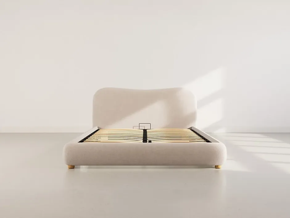 Best Mobilier Hugo - lit coffre - 160x200 cm - en velours texturé - Online