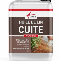Arcane Industries Huile de lin cuite pour entretien des bois, parquets, meubles, terrasse, pierres naturelles - 1 L - Hot