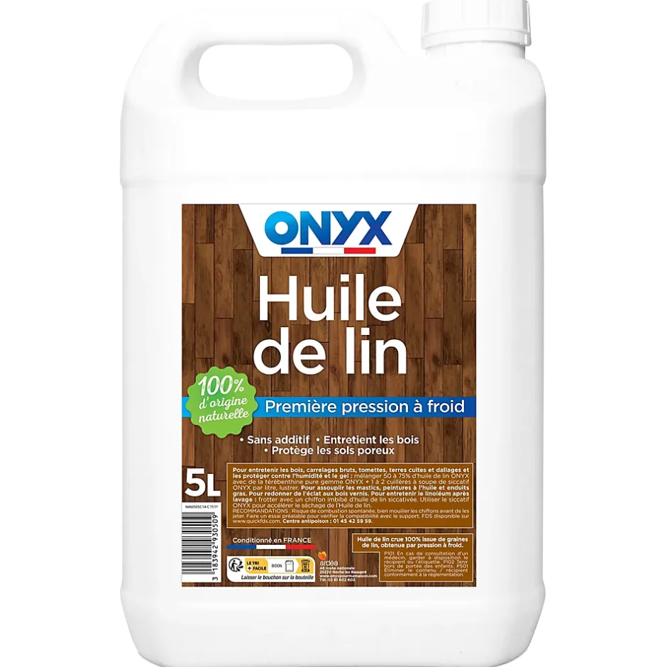 Onyx Huile de lin entretien, protection bois, carrelages, tomettes 1L