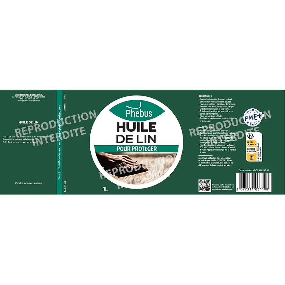 Phebus Huile de lin pour protéger Phébus 1L