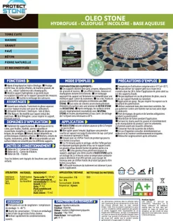 Protect stone Hydrofuge Travertin & Terrasse - Imperméabilisant Oléofuge Pierre Naturelle, Béton Protection Longue Durée Int/Ext 1L (20m²) Sale