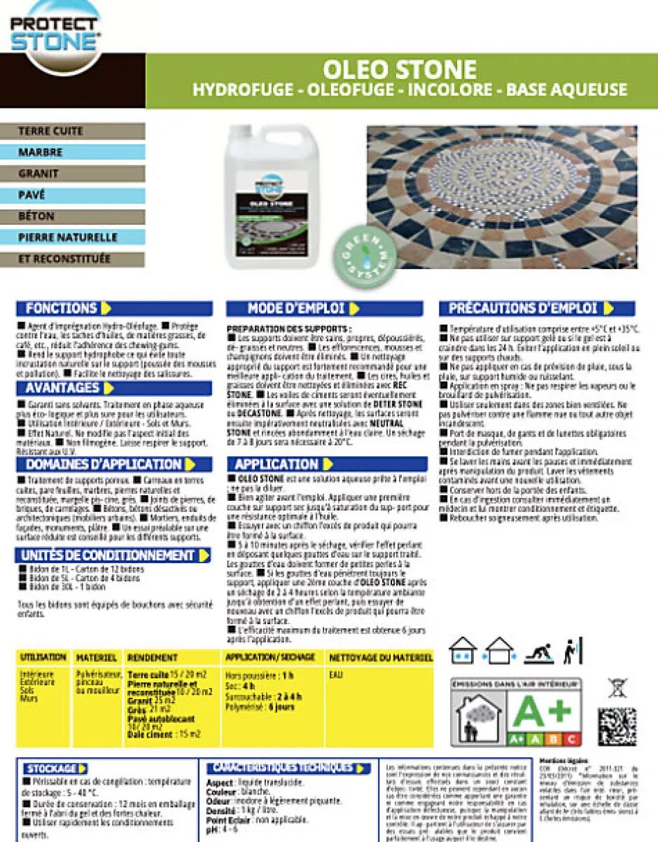 Protect stone Hydrofuge Travertin & Terrasse - Imperméabilisant Oléofuge Pierre Naturelle, Béton Protection Longue Durée Int/Ext 1L (20m²) Sale
