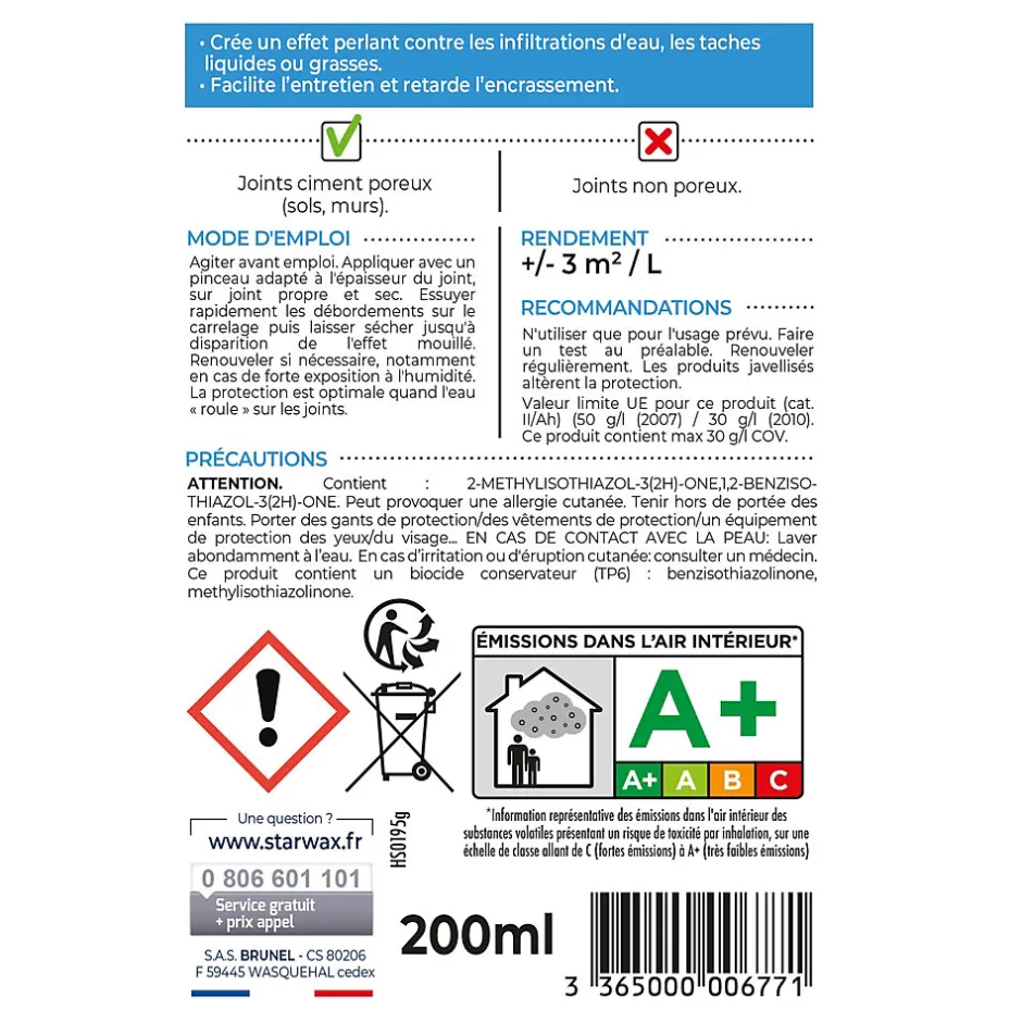 Starwax Imperméabilisant joints de carrelage 200ml