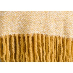 Venture Home Jeté de canapé à motif chevrons Toby 170x130 cm Jaune et blanc