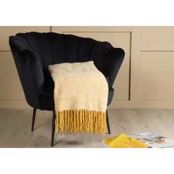 Venture Home Jeté de canapé à motif chevrons Toby 170x130 cm Jaune et blanc