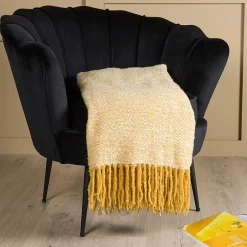 Venture Home Jeté de canapé à motif chevrons Toby 170x130 cm Jaune et blanc