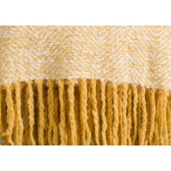 Venture Home Jeté de canapé à motif chevrons Toby 170x130 cm Jaune et blanc
