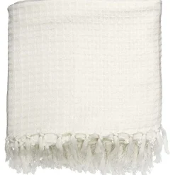 The Home Deco Factory Jeté de canapé en coton gaufré 170x250 cm Ivoire Sale