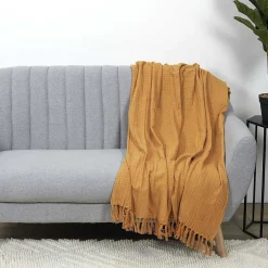 The Home Deco Factory Jeté de canapé gaufré en coton 130x160 cm
