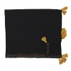The Home Deco Factory Jeté de canapé surpiqué pompons noir 130x150 cm