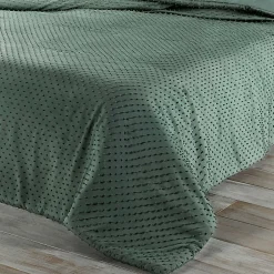 Linder Jeté de lit à petits pompons (180x240 cm - Vert) New