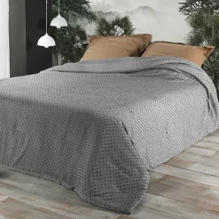 Linder Jeté de lit à petits pompons (180x240 cm - Gris clair)