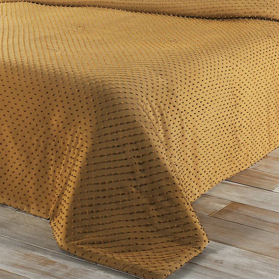 Linder Jeté de lit à petits pompons (180x240 cm - Cuivre)
