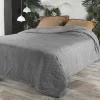 Linder Jeté de lit à petits pompons (230x250 cm - Gris clair)