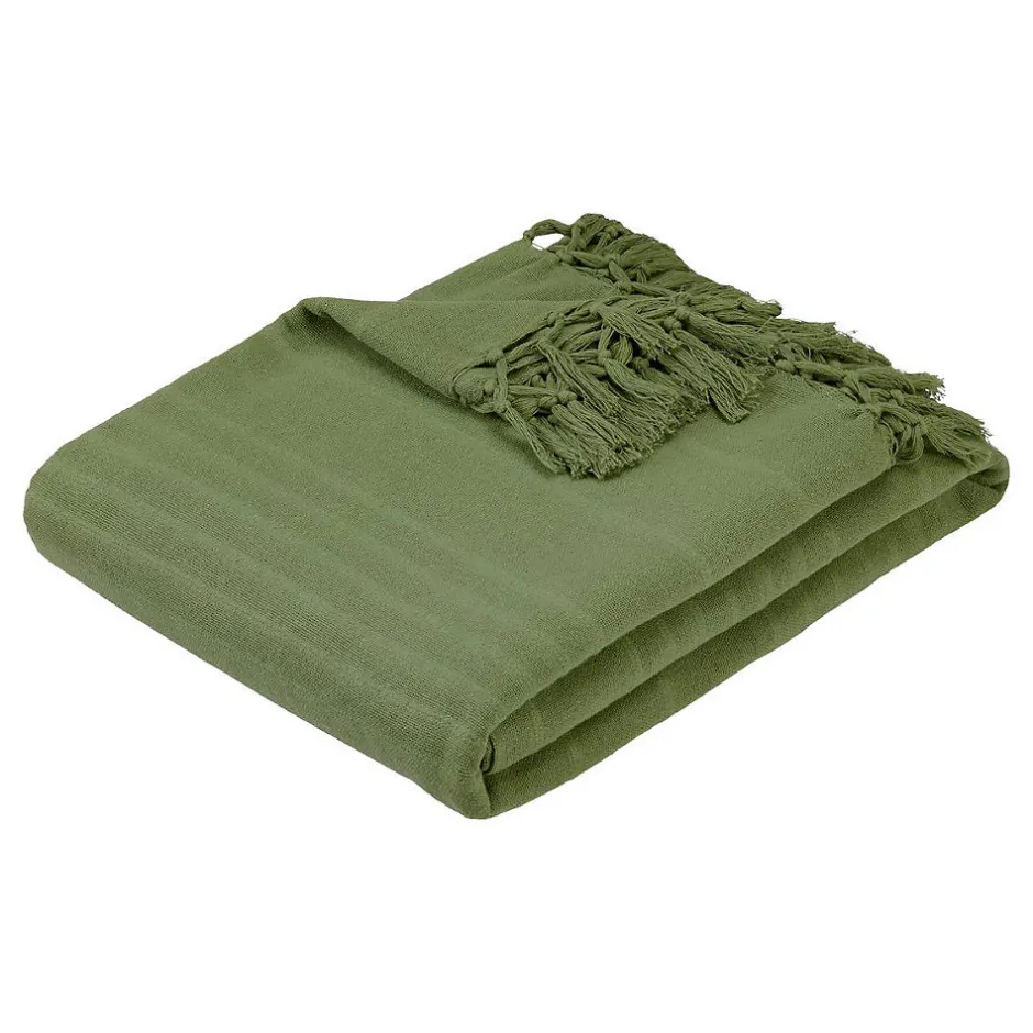 Atmosphera Créateur D'Intérieur Jeté de lit Anjali 220x160 vert kaki en coton - Atmosphera