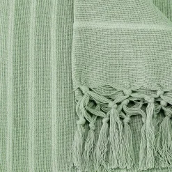 Atmosphera Créateur D'Intérieur Jeté de lit Anjali 220x160 vert céladon en coton - Atmosphera