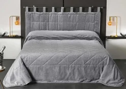 Linder Jeté de lit aspect velours (180x240 cm - Gris clair) Discount