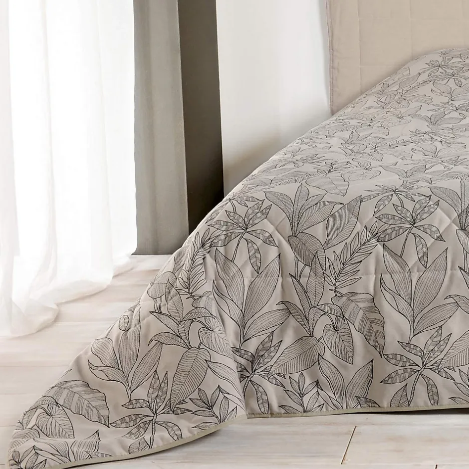Linder Jeté de lit aux feuilles stylisées (240x260 cm - Beige)