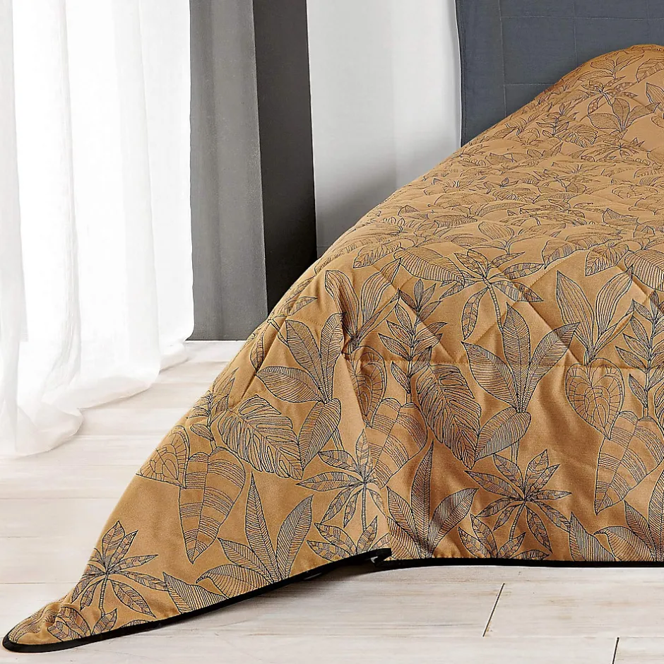 Linder Jeté de lit aux feuilles stylisées (240x260 cm - Cuivre)