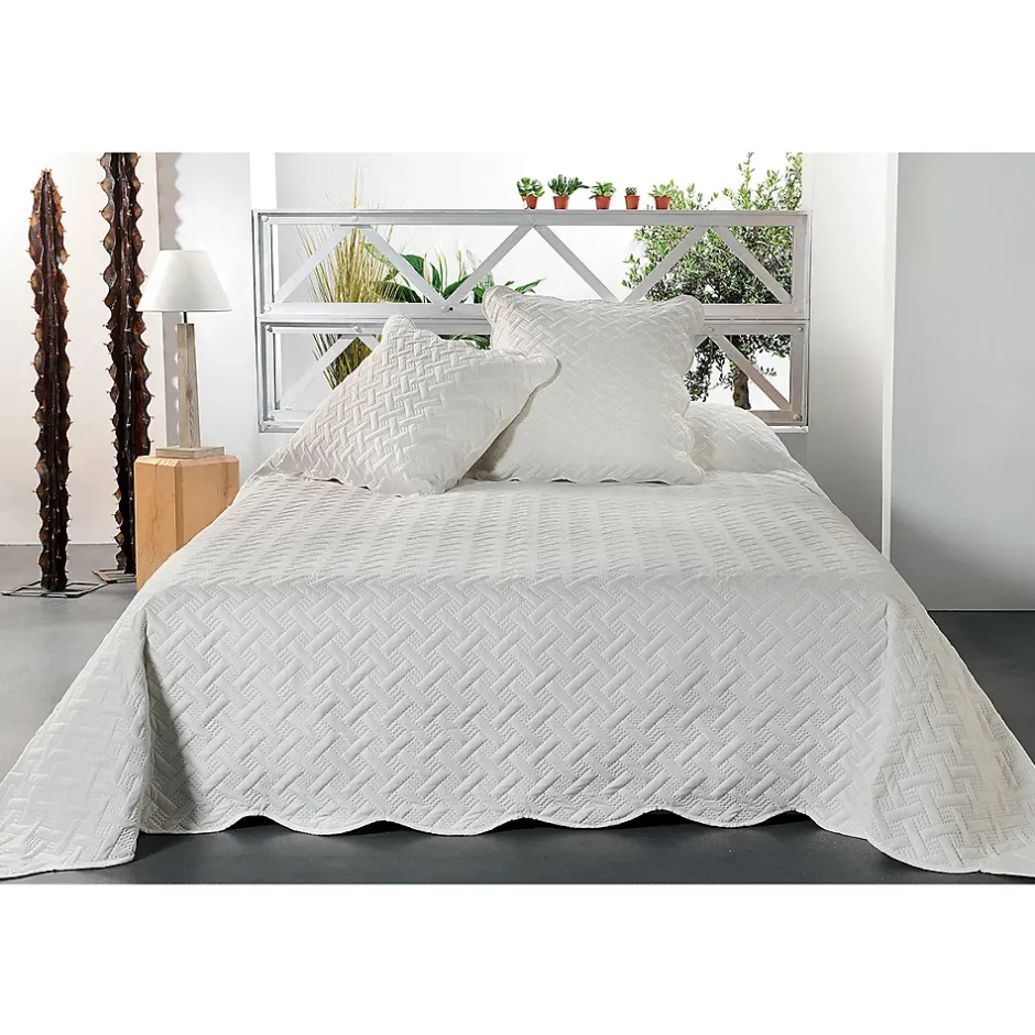 Linder Jeté de lit aux formes géométriques surpiquées (180x240 cm - Ecru) Sale