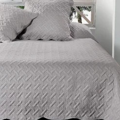 Linder Jeté de lit aux formes géométriques surpiquées (250x260 cm - Gris clair) Outlet