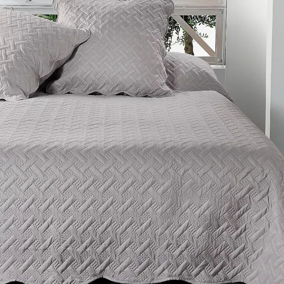 Linder Jeté de lit aux formes géométriques surpiquées (250x260 cm - Gris clair) Outlet