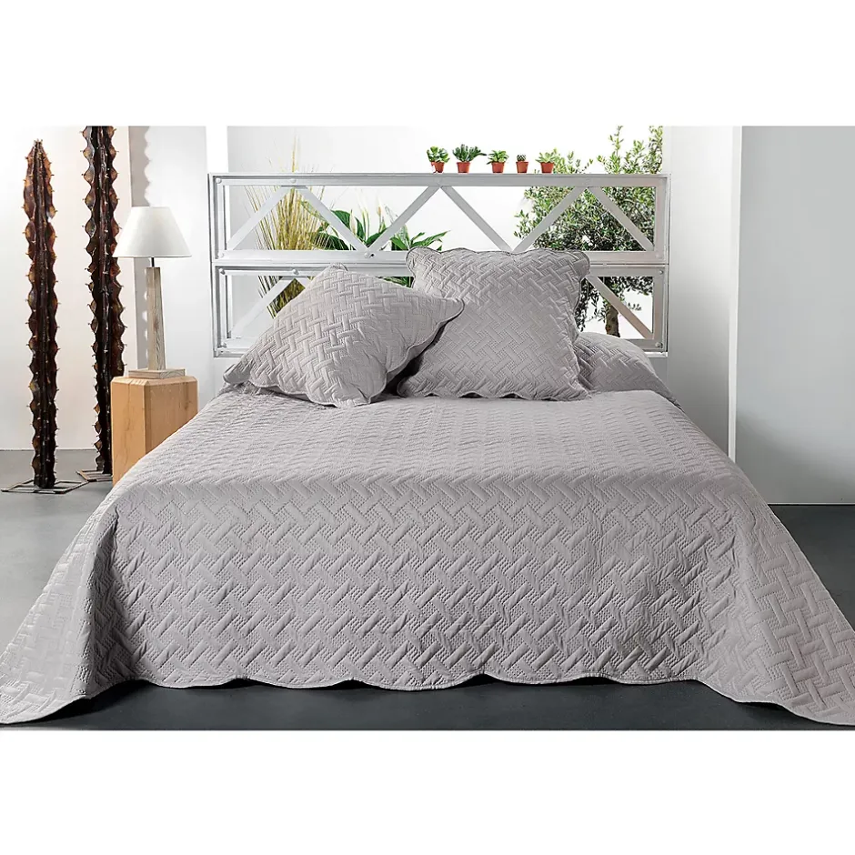 Linder Jeté de lit aux formes géométriques surpiquées (250x260 cm - Gris clair) Outlet