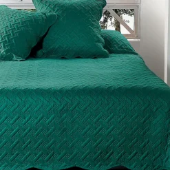 Linder Jeté de lit aux formes géométriques surpiquées (250x260 cm - Vert) New