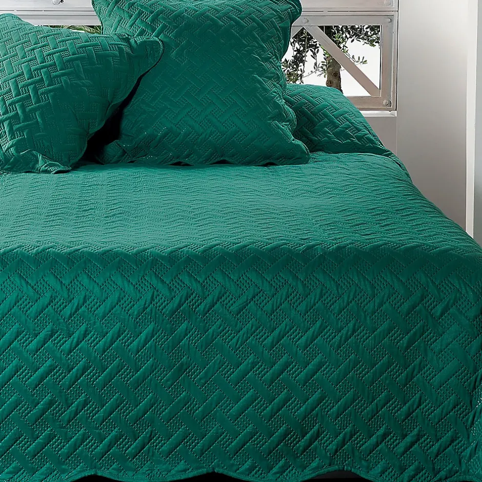 Linder Jeté de lit aux formes géométriques surpiquées (250x260 cm - Vert) New