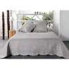 Linder Jeté de lit aux formes géométriques surpiquées (230x250 cm - Gris clair)
