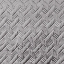 Linder Jeté de lit aux formes géométriques surpiquées (230x250 cm - Gris clair)