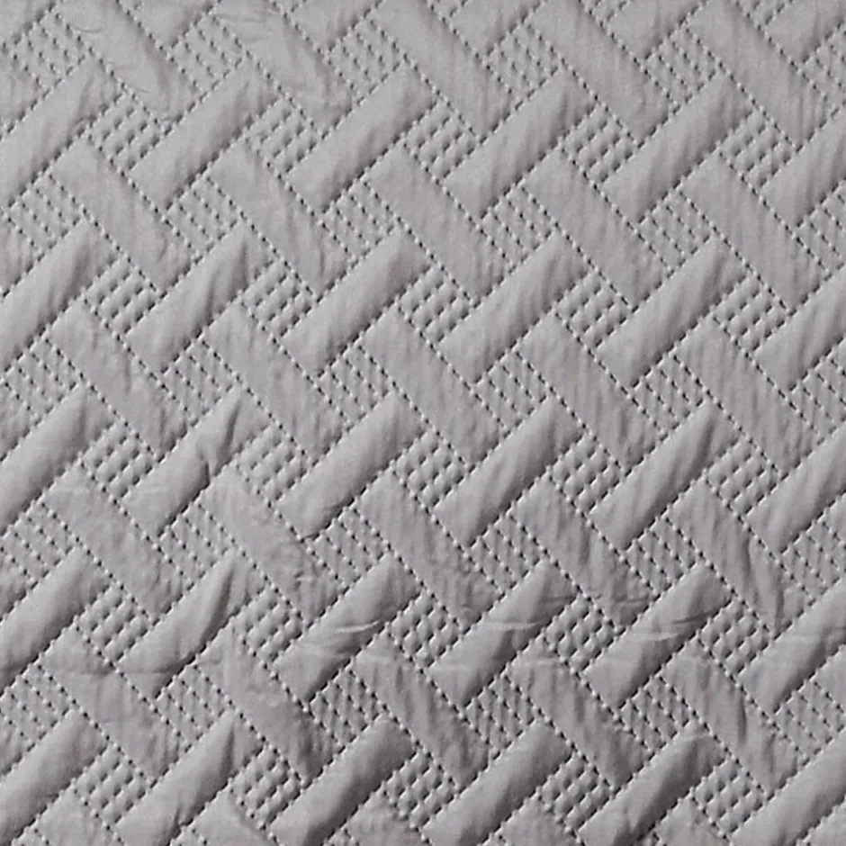Linder Jeté de lit aux formes géométriques surpiquées (180x240 cm - Gris clair)