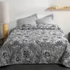 Linder Jeté de lit aux impressions florales (240x260 cm - Gris Perle)