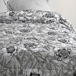 Linder Jeté de lit aux impressions florales (240x260 cm - Gris Perle)