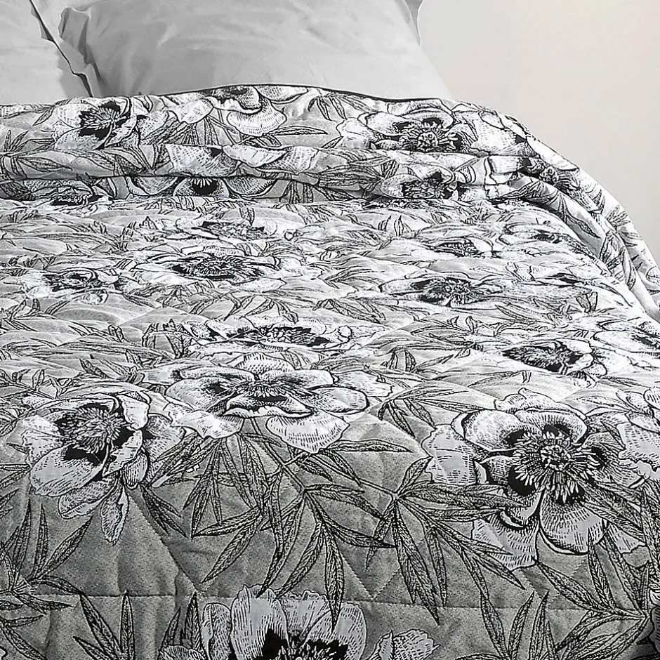 Linder Jeté de lit aux impressions florales (240x260 cm - Gris Perle)