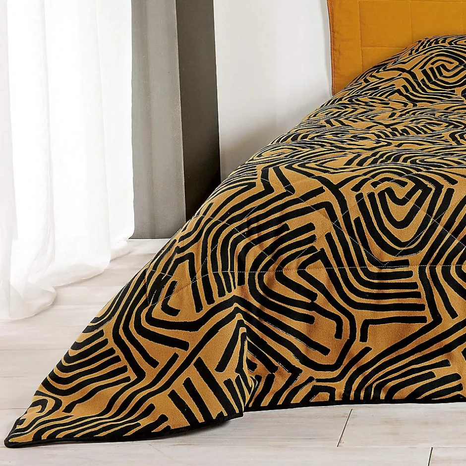 Linder Jeté de lit avec des impressions ethniques (240x260 cm - Orange)