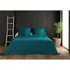 Linder Jeté de lit bleu canard capitonné style boutis - 250x260cm - Bleu canard