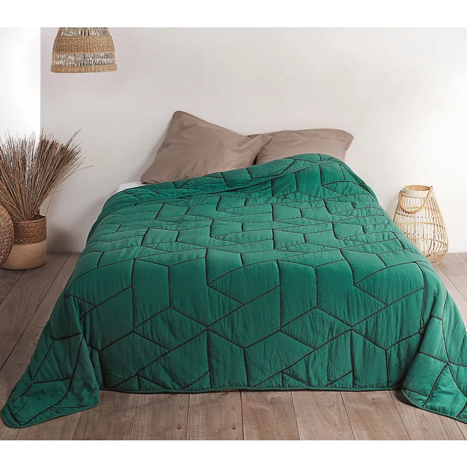 Linder Jeté de lit Calisson (250x260 cm - Vert emeraude)