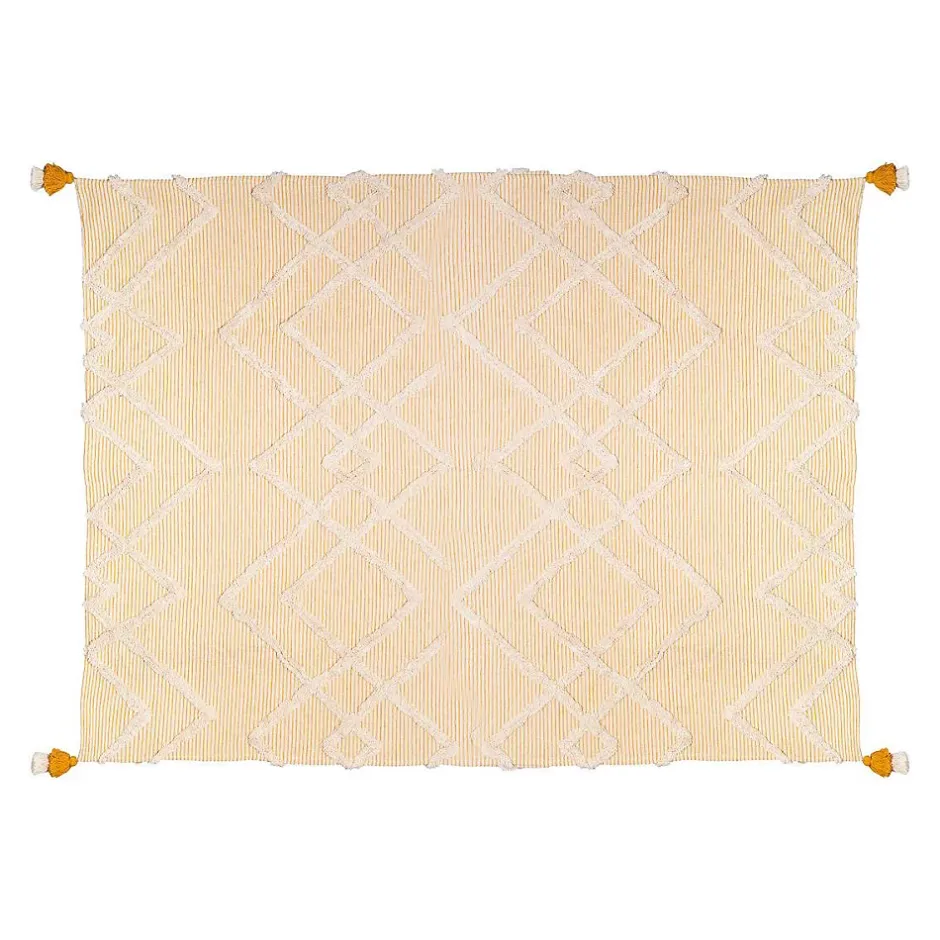 Atmosphera Créateur D'Intérieur Jeté de lit "Carmen" - jaune ocre - coton tufté 130x180 cm - Atmosphera Best