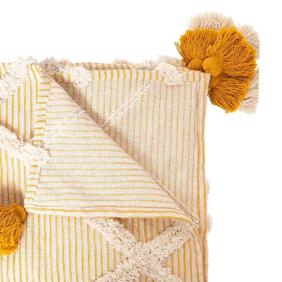 Atmosphera Créateur D'Intérieur Jeté de lit "Carmen" - jaune ocre - coton tufté 130x180 cm - Atmosphera Best