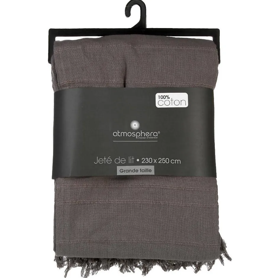 Atmosphera Créateur D'Intérieur Jeté de lit en coton - gris 230x250 cm - Atmosphera